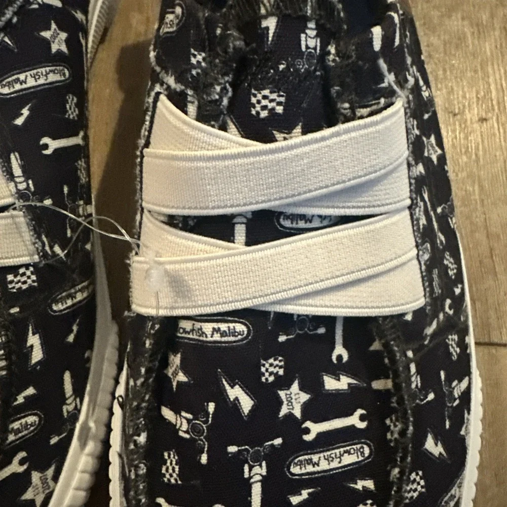 Blowfish Malibu Kids Boys Motor Club Slip On Racing‎ Flag Tools Sneaker Size 4